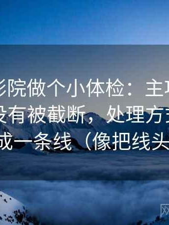 给神马影院做个小体检：主项这段话引用有没有被截断，处理方式把证据链画成一条线（像把线头捋顺）